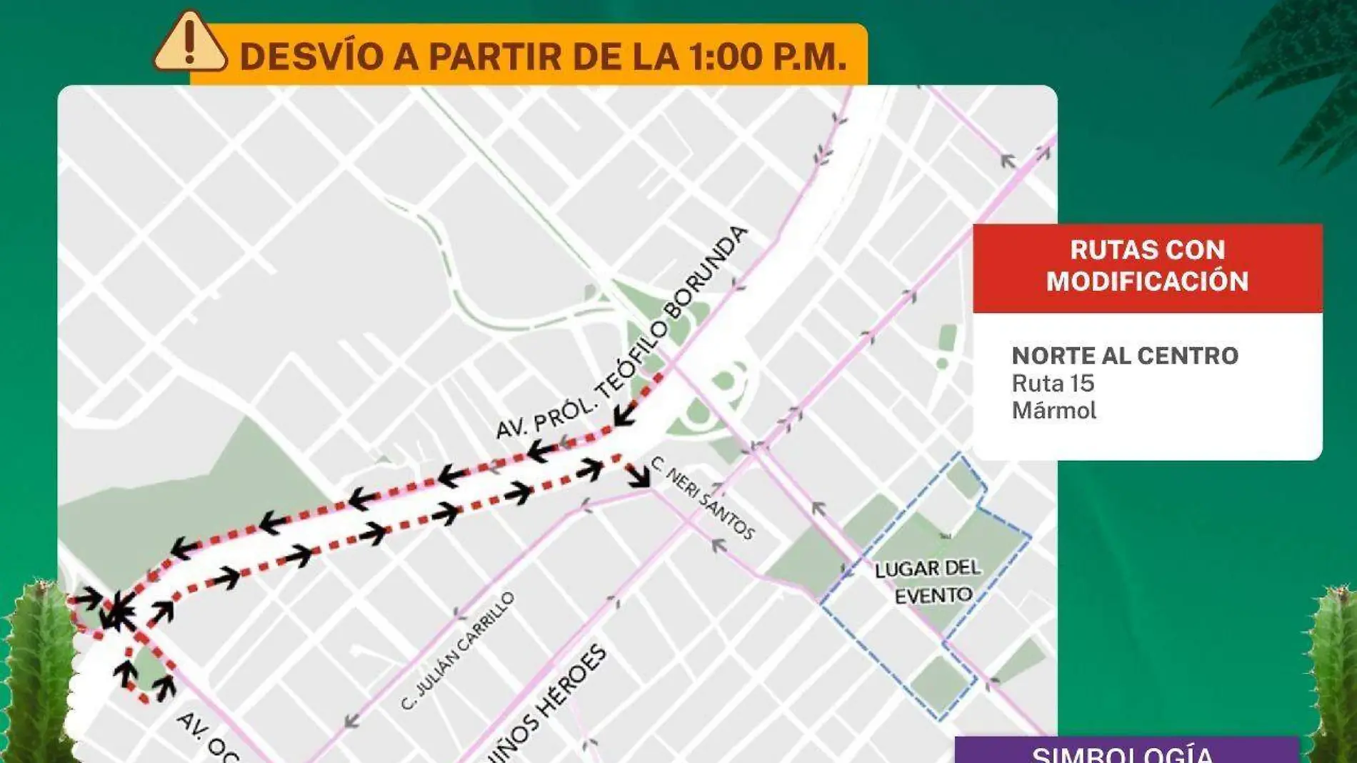 modificación de rutas del camión